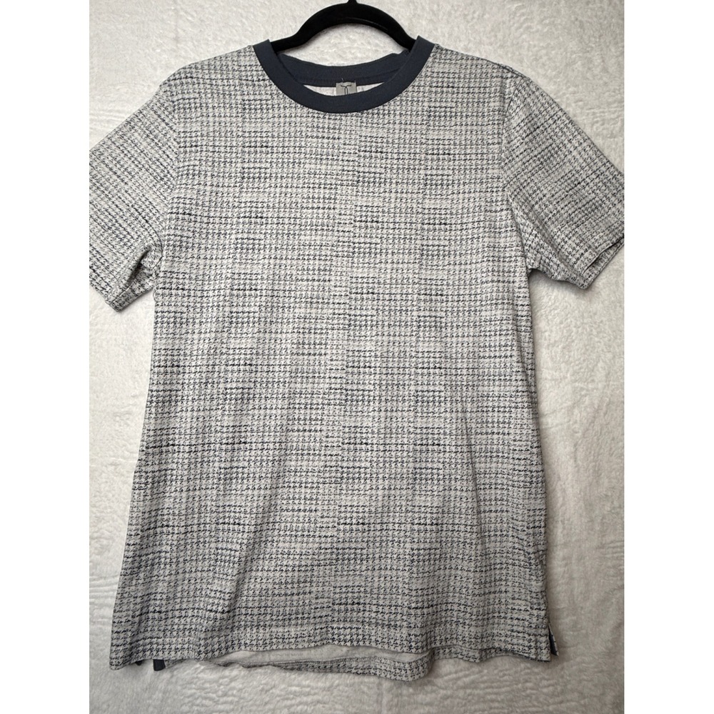 Tristan Mens Short Sleeve Crewneck T-Shirt Grey Navy Blue Pattern Size Medium
